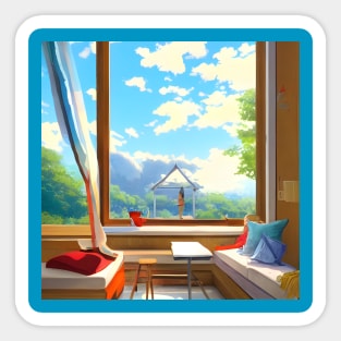 Dreamy Sky Tropical Vacation Chilling in Outer World Relax Day Sticker